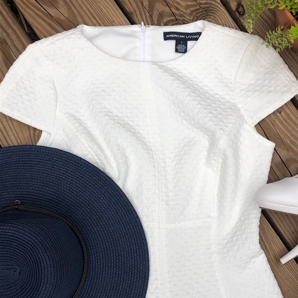 White Sleeved Dress with Texture Detail